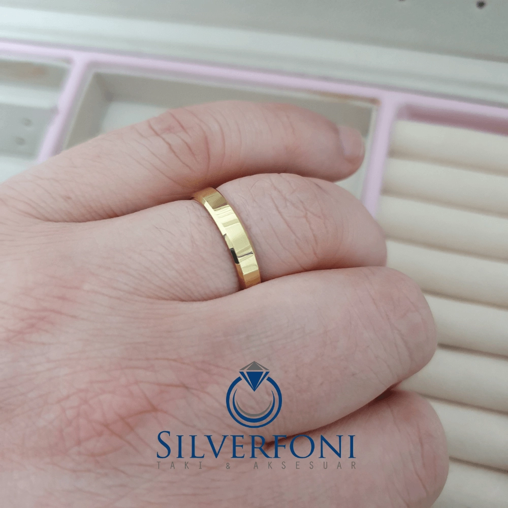 Silverfoni  Erkek 4mm Küt Kesim Klasik Gümüş Alyans