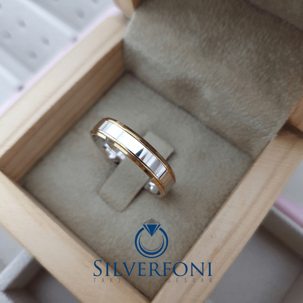 Bay Küt Kesim Sarı Şerit Model Alyans - Silverfoni