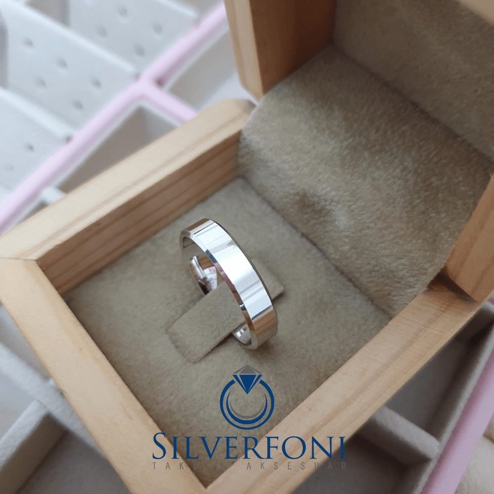 Silverfoni  Erkek 5mm Küt Kesim Klasik Gümüş Alyans