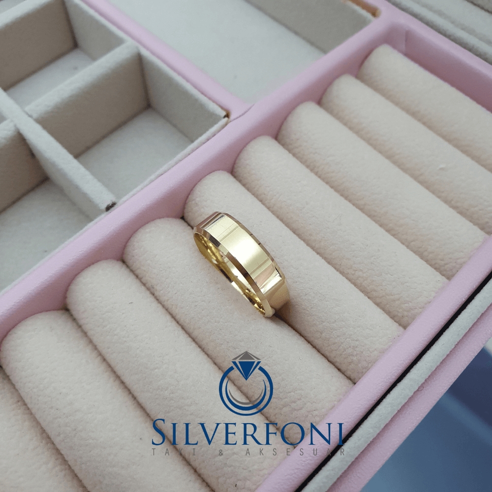 Silverfoni  Erkek 6mm Küt Kesim Klasik Gümüş Alyans