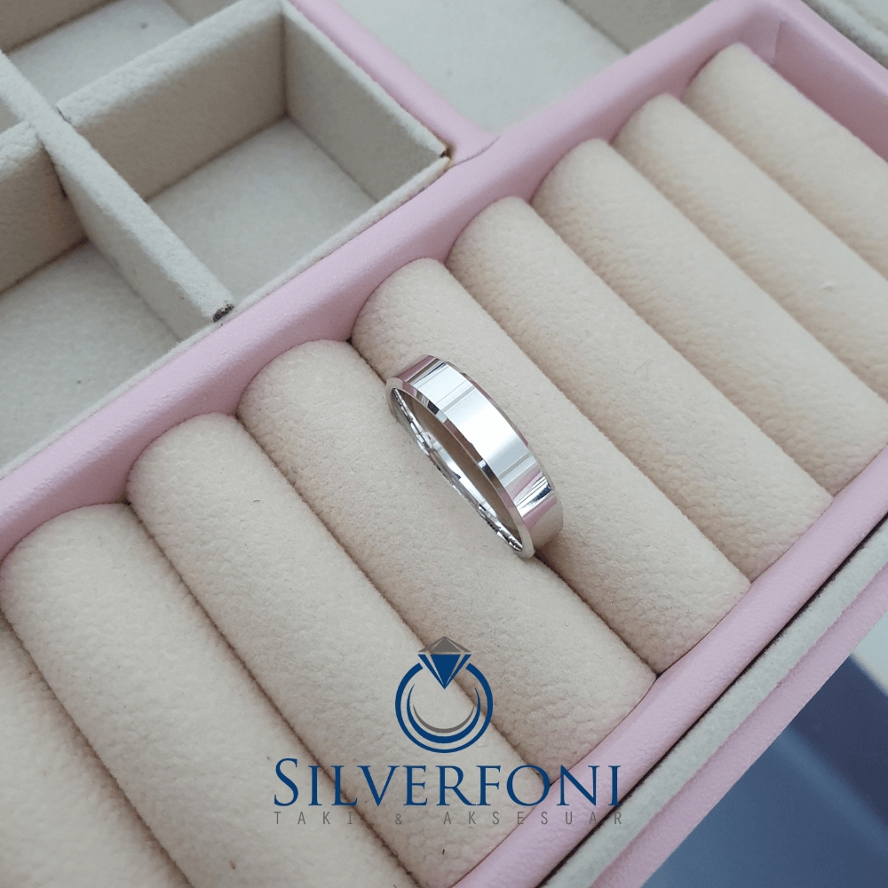 Silverfoni  Erkek 5mm Küt Kesim Klasik Gümüş Alyans