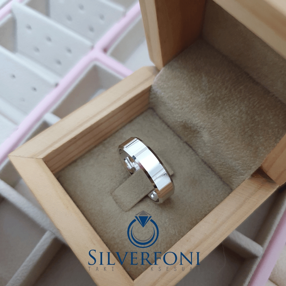 Silverfoni  Erkek 6mm Küt Kesim Klasik Gümüş Alyans