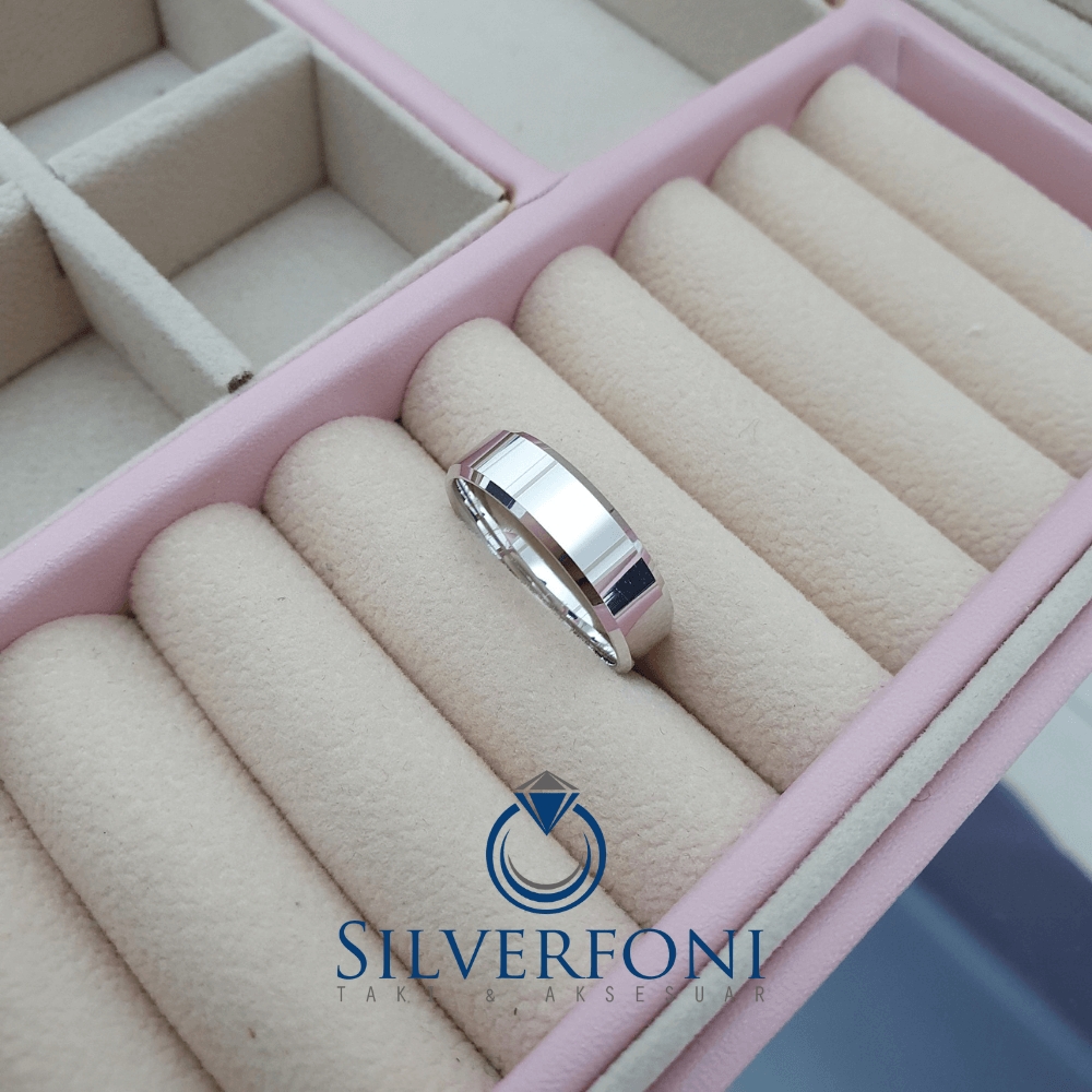Silverfoni  Erkek 6mm Küt Kesim Klasik Gümüş Alyans