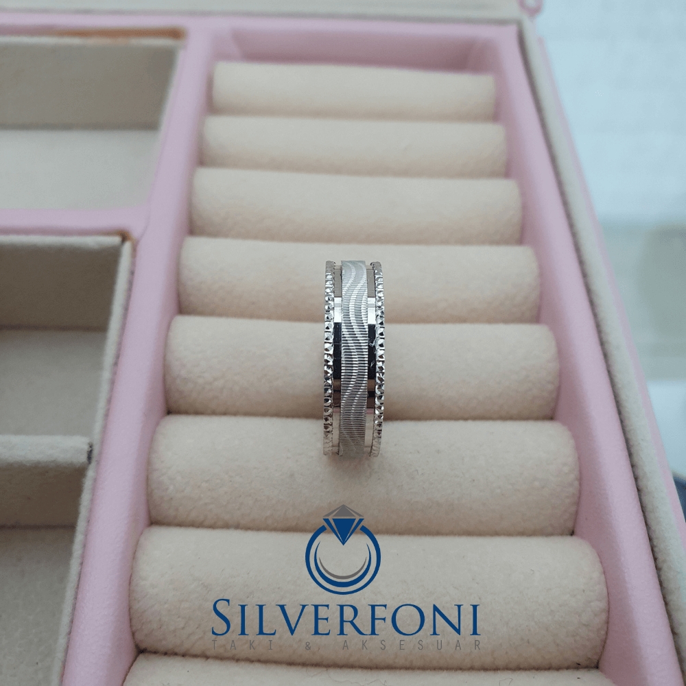Bayan 6mm Örgü Modern Alyans - Silverfoni