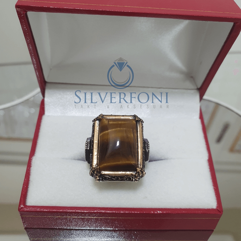 Silverfoni 925 Ayar Gümüş  taşlı  erkek yüzük