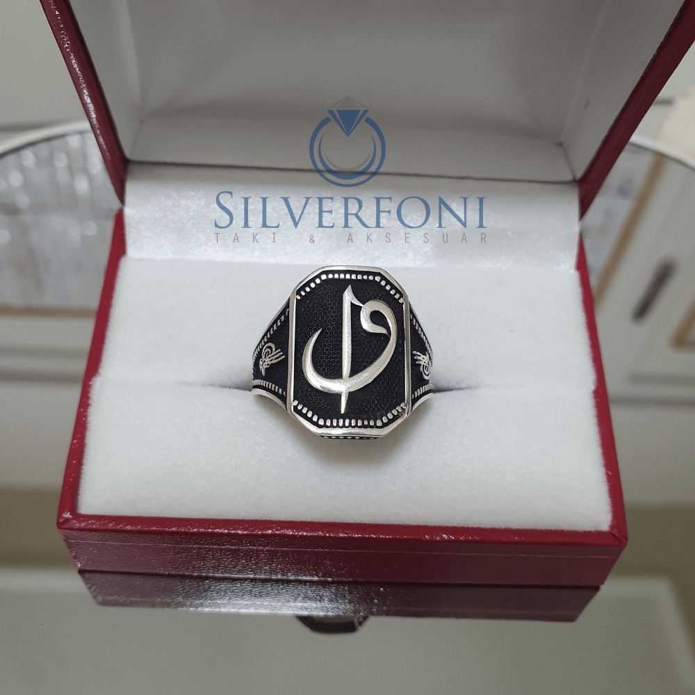 silverfoni 925 ayar Vav Elif erkek yüzük