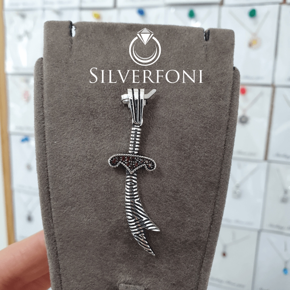 silverfoni 925 ayar erkek Hz Ali Zülfikar kılıcı kolye ucu 
