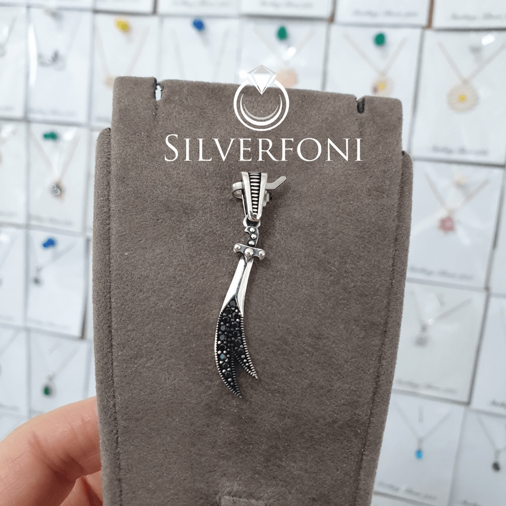 silverfoni 925 ayar erkek Hz Ali Zülfikar kılıcı kolye ucu 