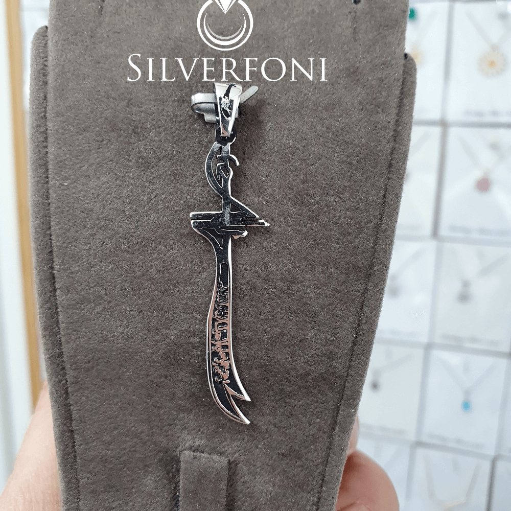 silverfoni 925 ayar erkek Hz Ali Zülfikar kılıcı kolye ucu 