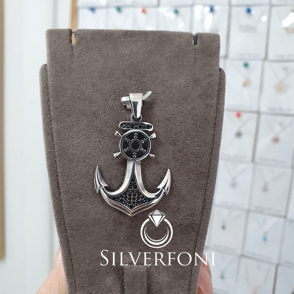 silverfoni 925 ayar erkek çapa kolye ucu 