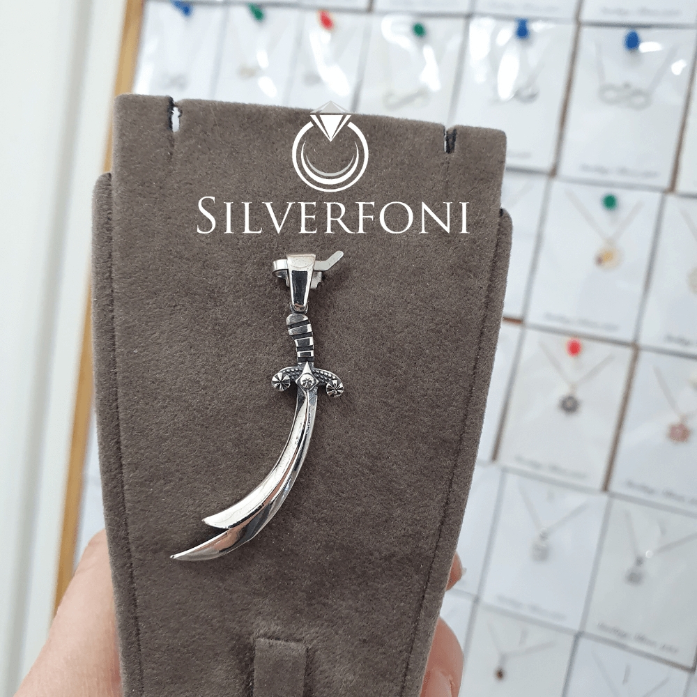 silverfoni 925 ayar erkek Hz Ali Zülfikar kılıcı kolye ucu 