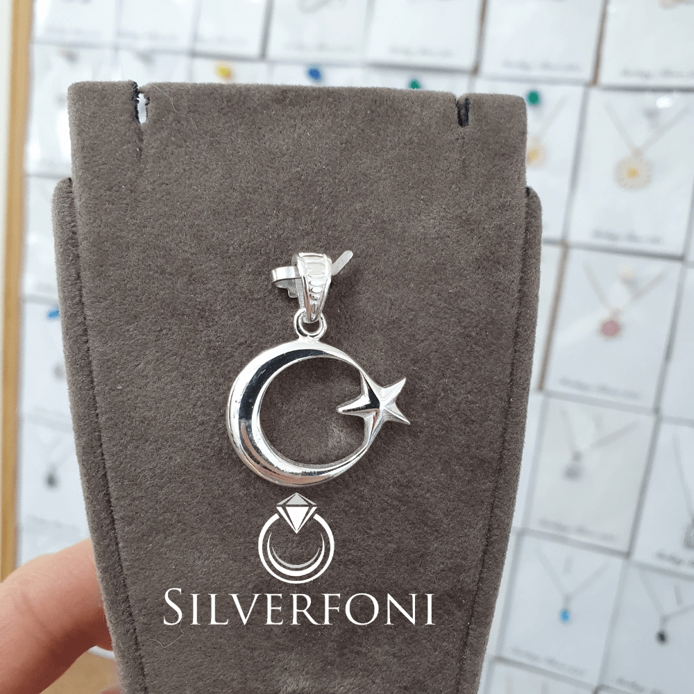 silverfoni 925 ayar erkek ayyıldız kolye ucu 