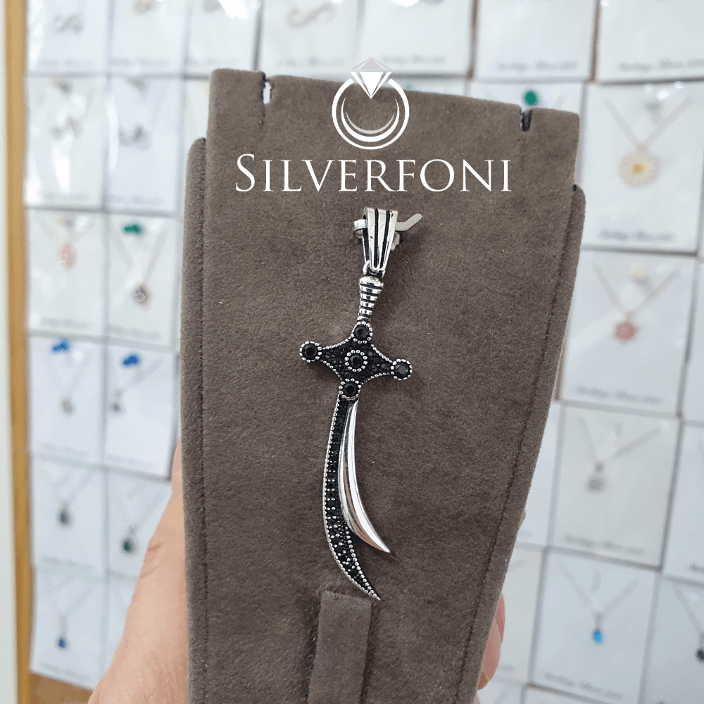 silverfoni 925 ayar erkek Hz Ali Zülfikar kılıcı kolye ucu 