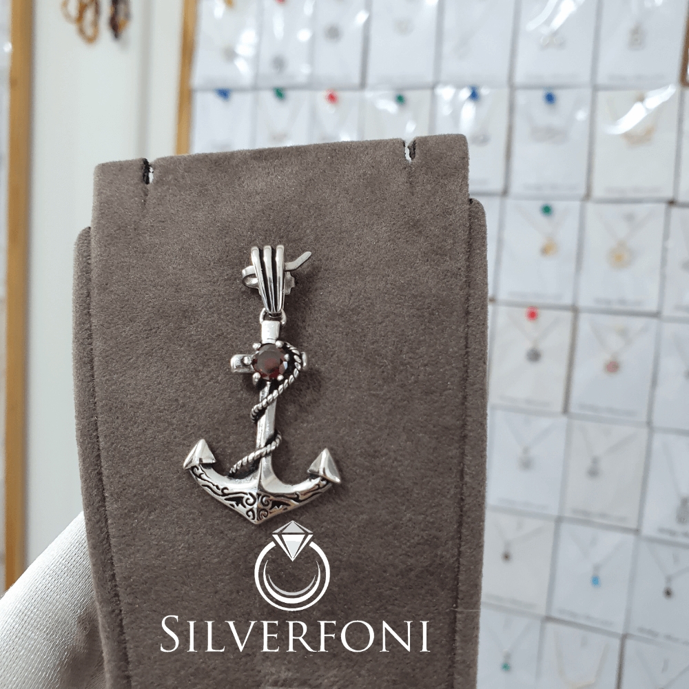 silverfoni 925 ayar erkek çapa kolye ucu 