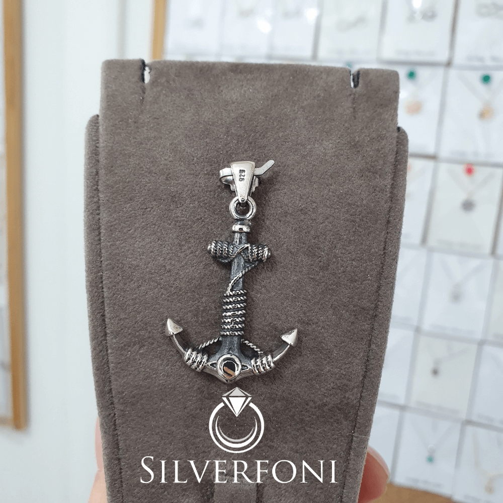 silverfoni 925 ayar erkek çapa kolye ucu 