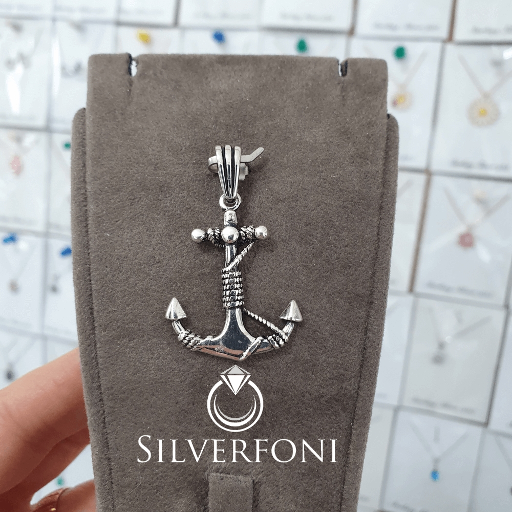 silverfoni 925 ayar erkek çapa kolye ucu 