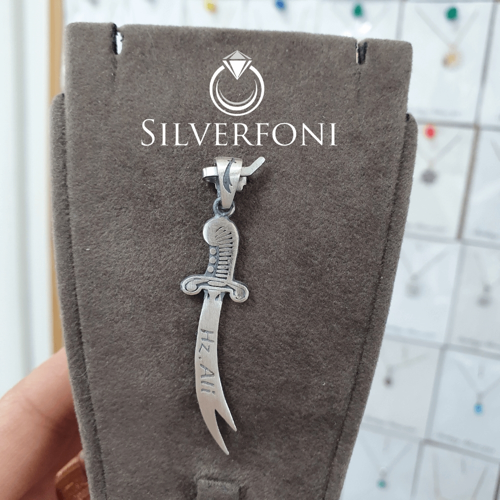 silverfoni 925 ayar erkek Hz Ali Zülfikar kılıcı kolye ucu 