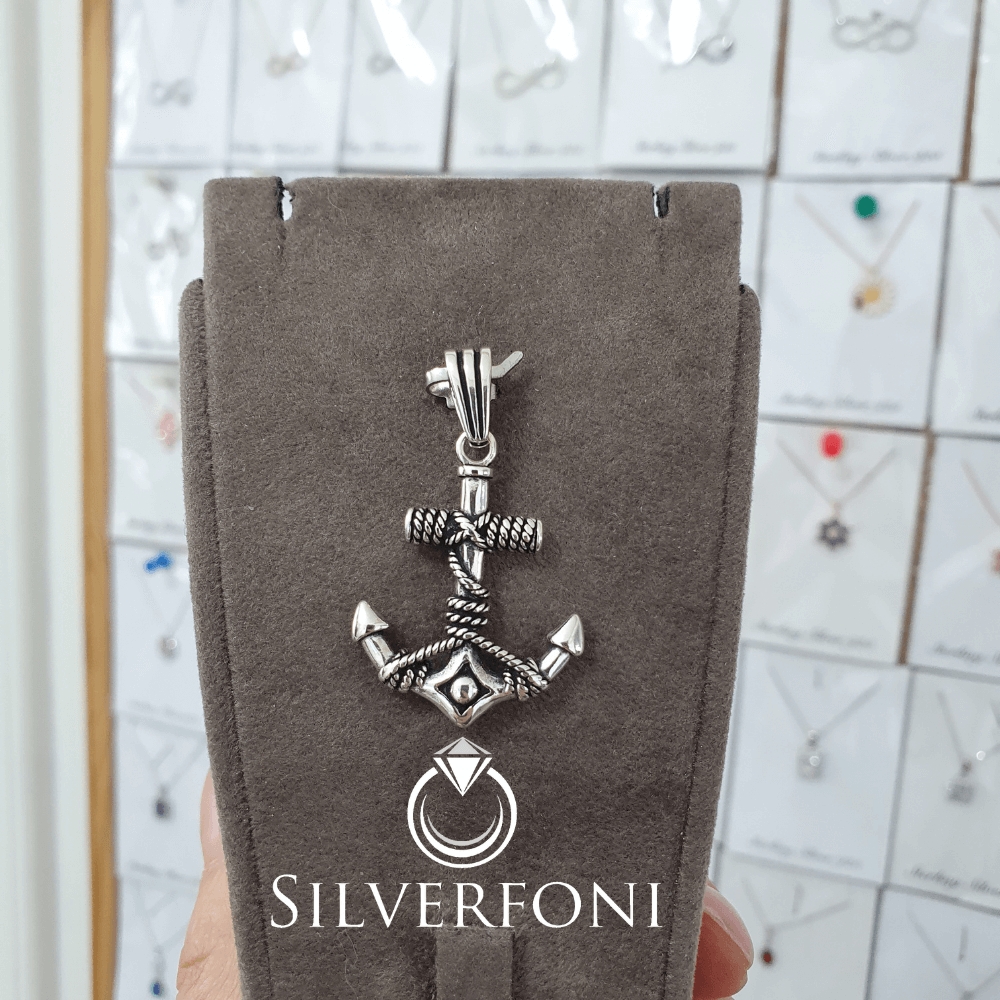 silverfoni 925 ayar erkek çapa kolye ucu 