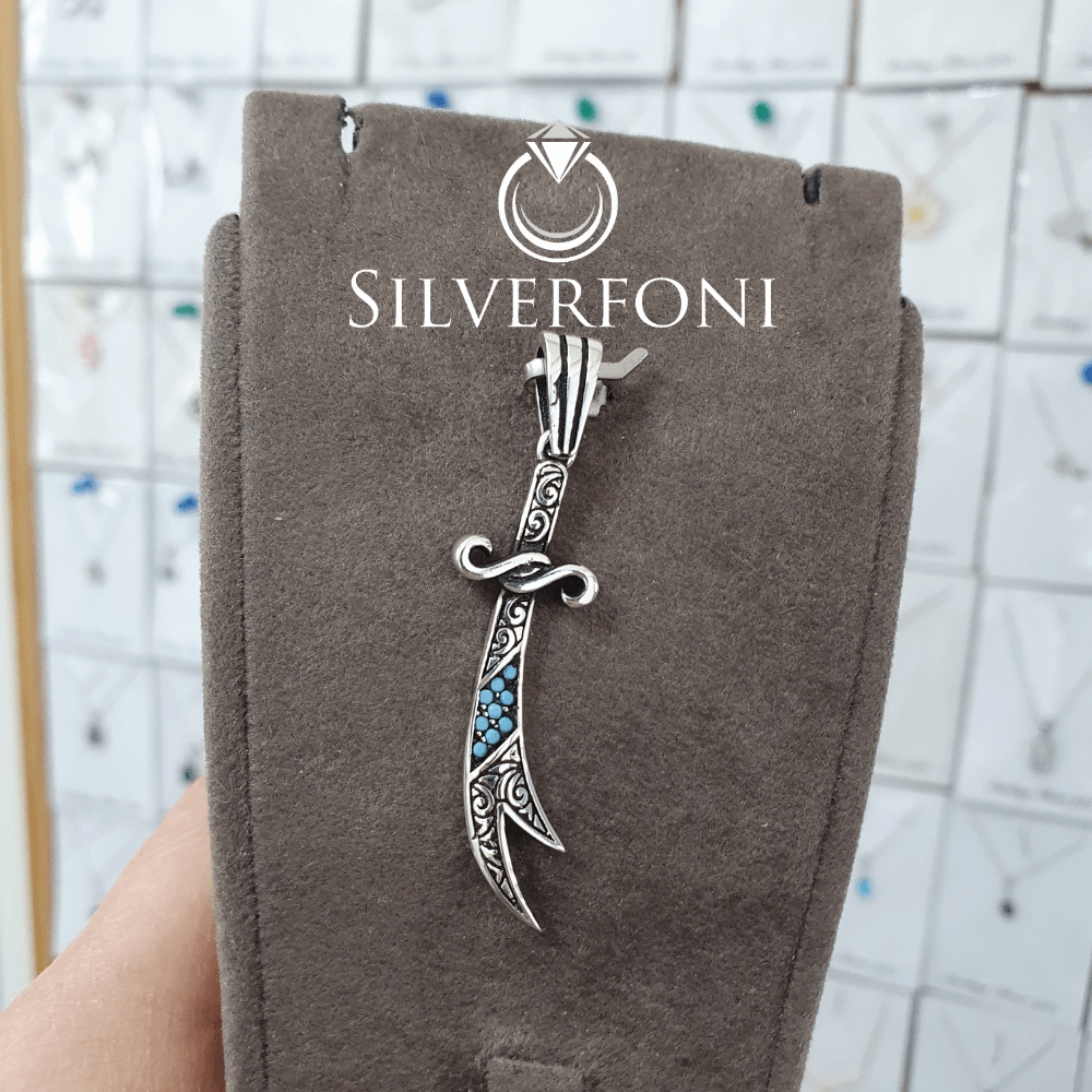 silverfoni 925 ayar erkek Hz Ali Zülfikar kılıcı kolye ucu 