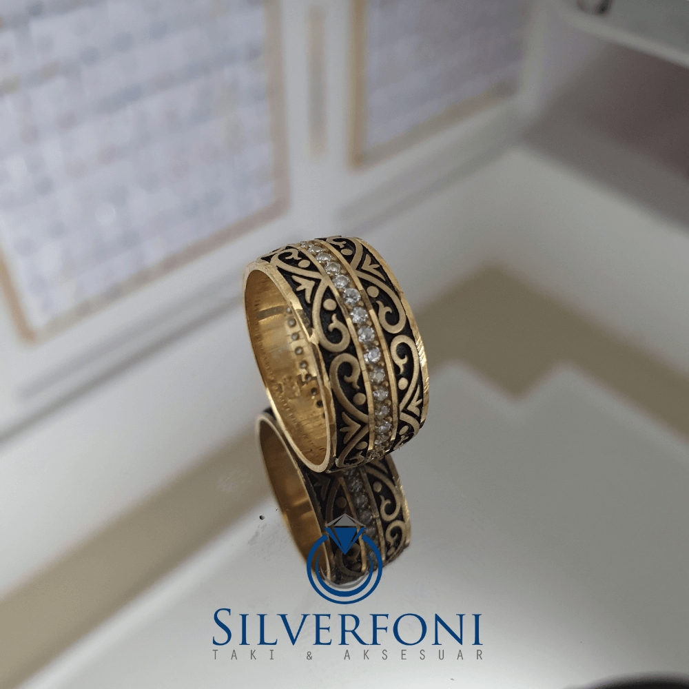 Silverfoni  Sultan Modeli Kadın Taşlı Alyans