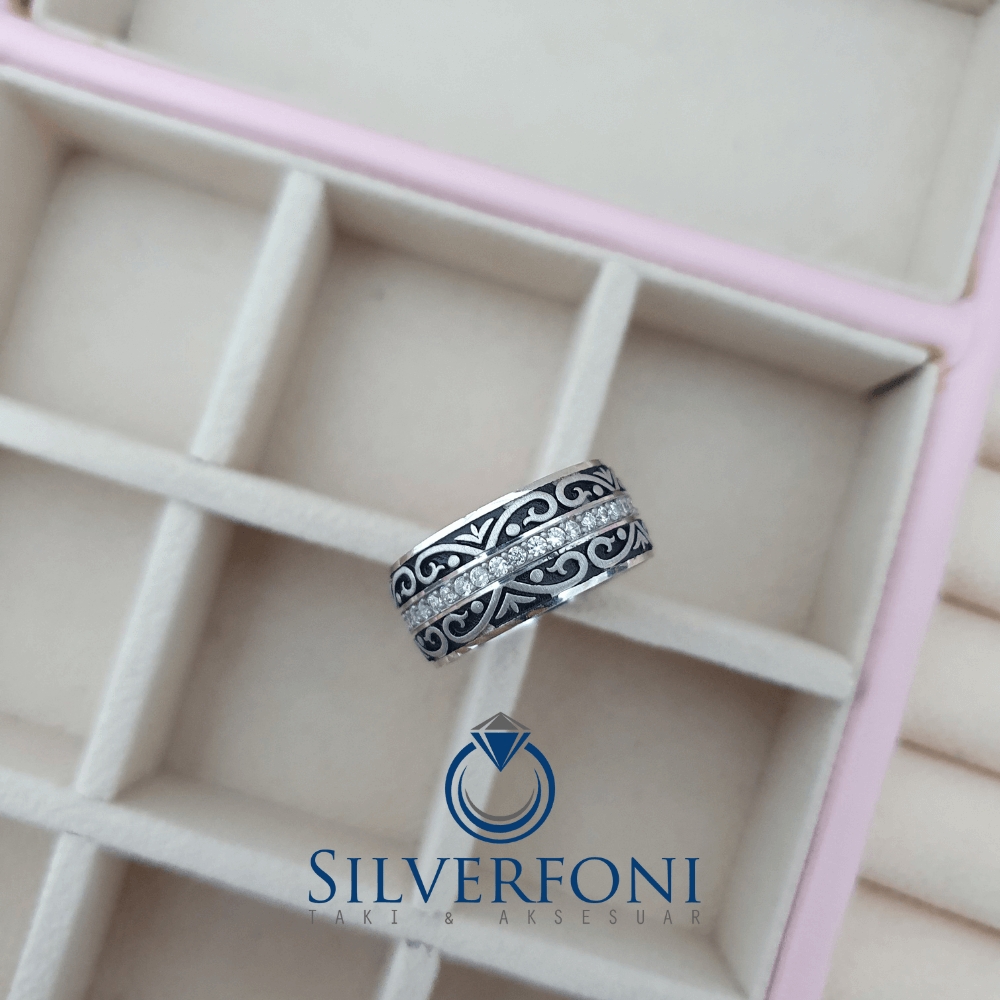 Silverfoni  Sultan Modeli Kadın Taşlı Alyans