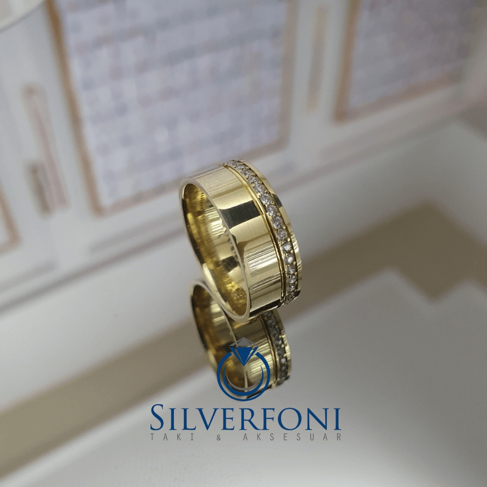 Silverfoni Sonsuz Işıltı Taşlı Bayan Alyans
