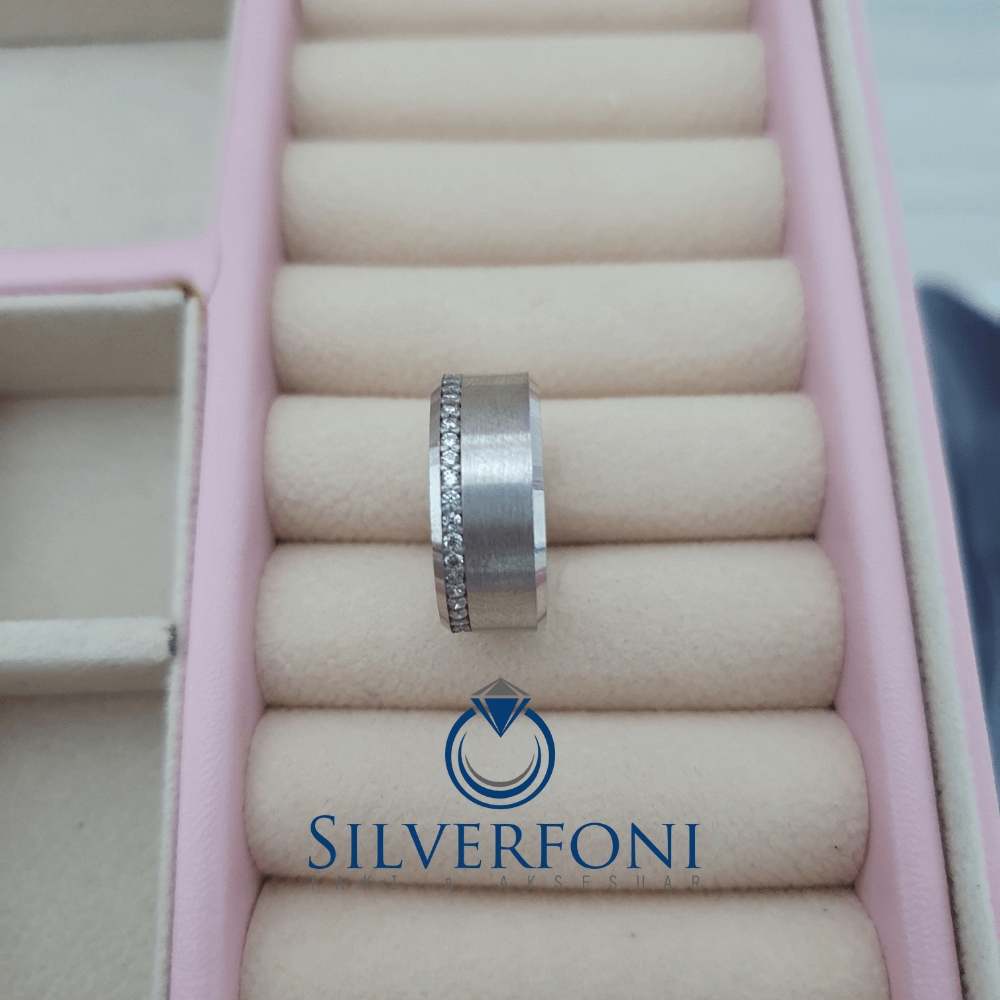 Silverfoni Işıltılı Mat Tamtur Bayan Alyans