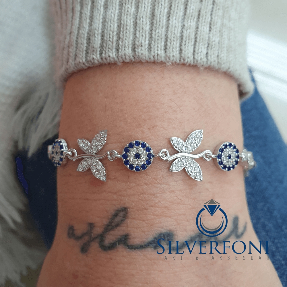 Silverfoni 925 Ayar Gümüş Kelebek Nazar Bileklik