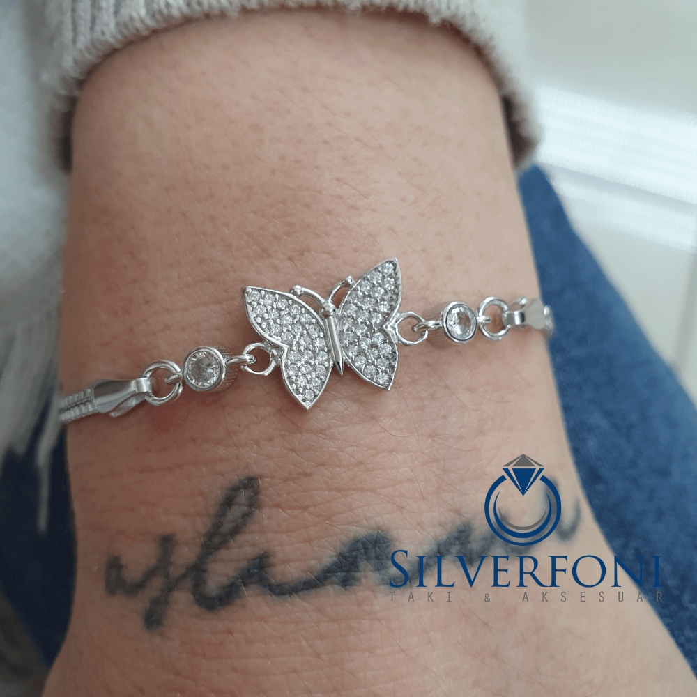 Silverfoni 925 Ayar Gümüş Kelebek  Bileklik