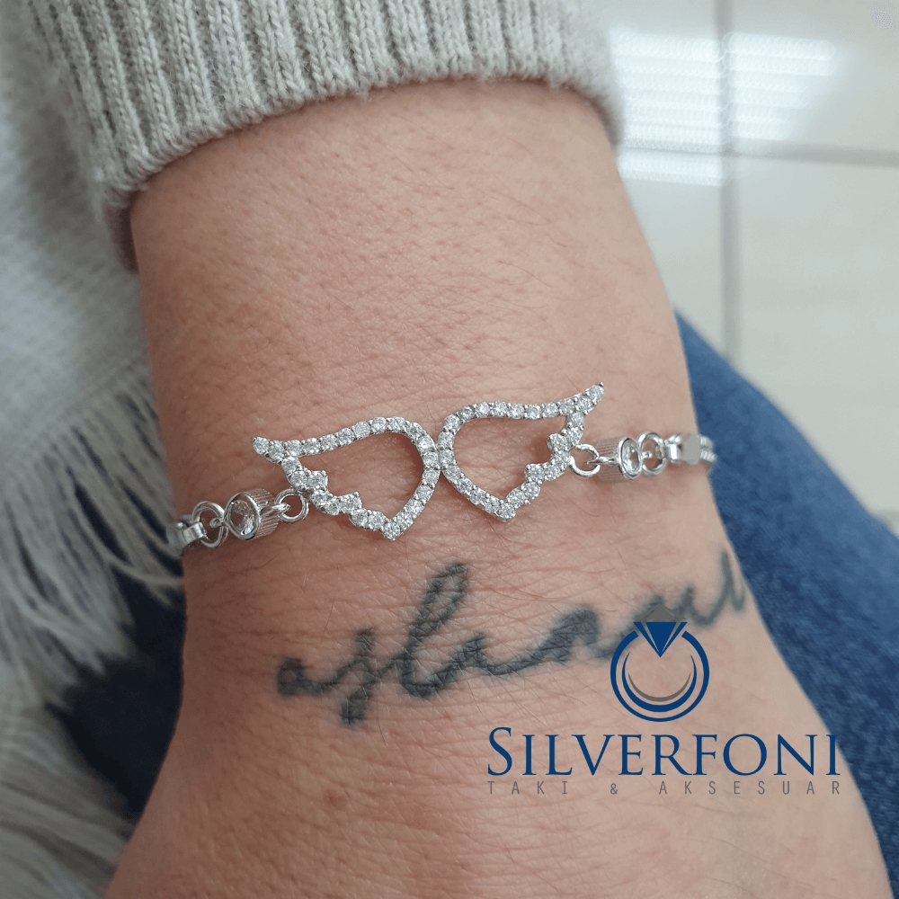Silverfoni 925 Ayar Gümüş Kanat Silver  Bileklik