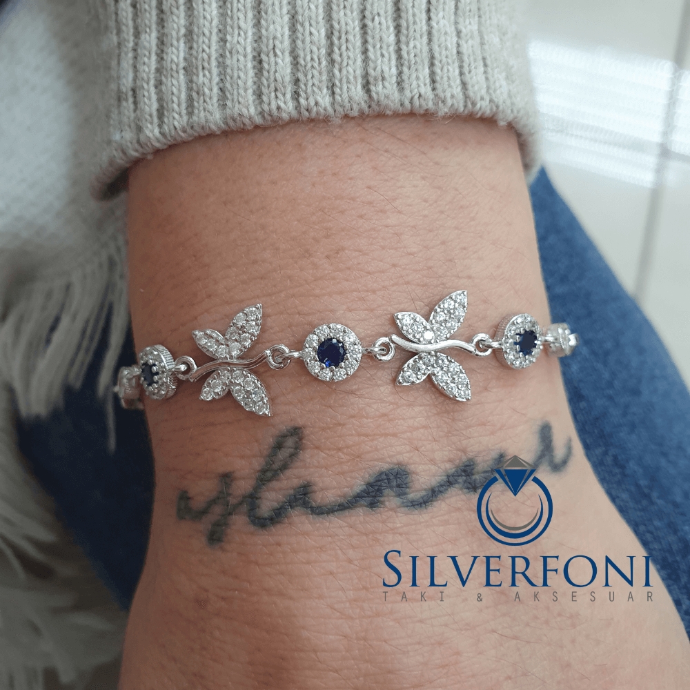 Silverfoni 925 Ayar Gümüş Kelebek Çift Nazar Bileklik