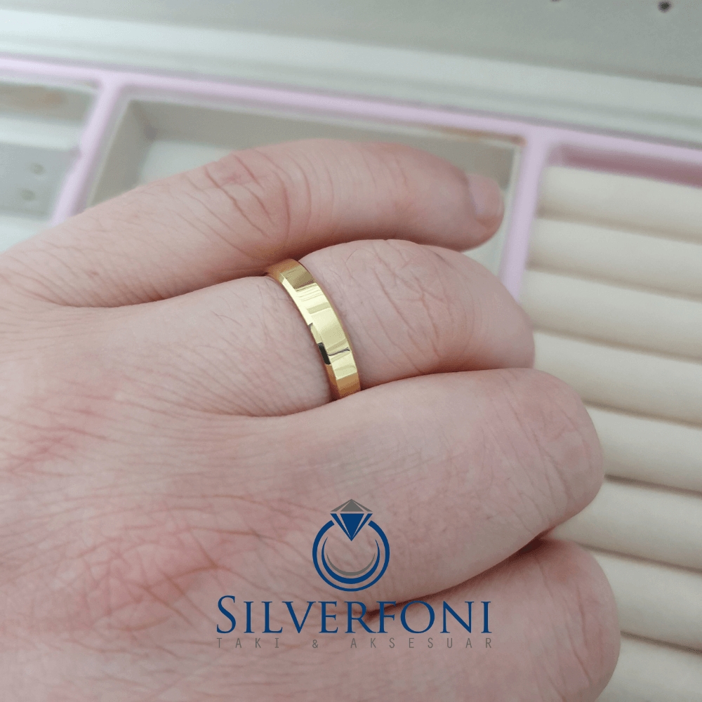 Silverfoni  Erkek 4mm Küt Kesim Klasik Gümüş Alyans
