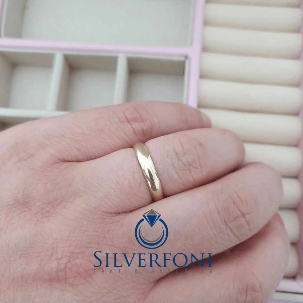 Silverfoni  Bayan 4mm Bombe Klasik Gümüş Alyans