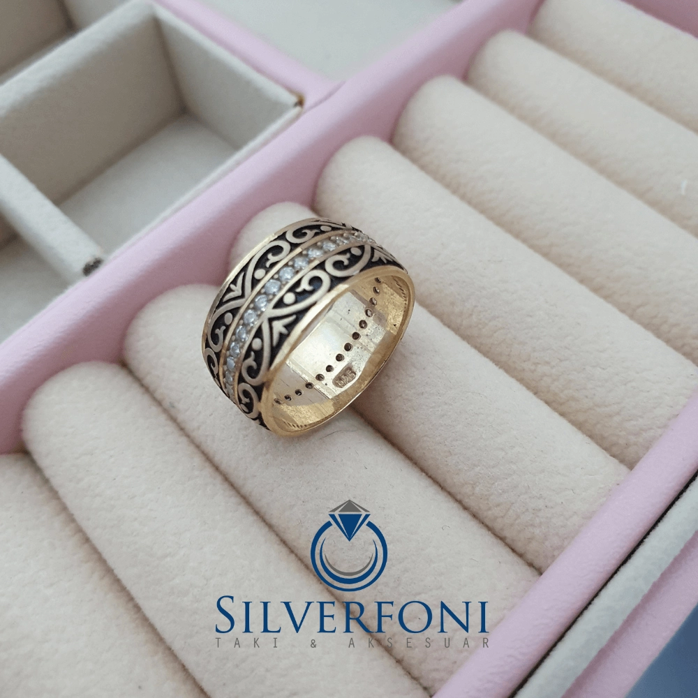 Silverfoni  Sultan Modeli Kadın Taşlı Alyans