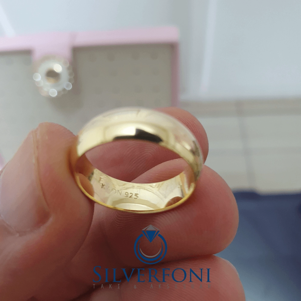 Silverfoni  Erkek 6mm Bombe Klasik Gümüş Alyans