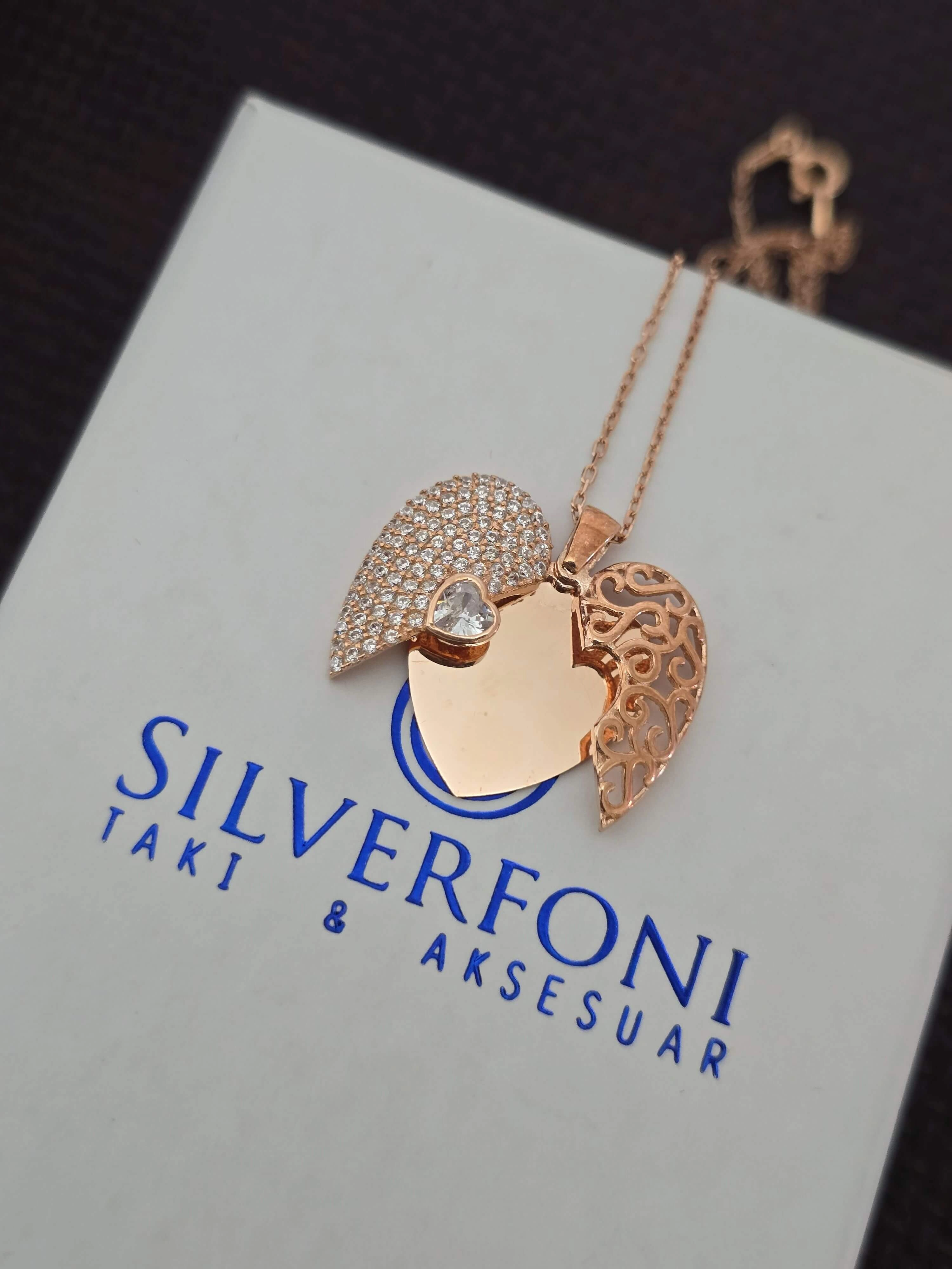 Silverfoni 925 Ayar Gümüş Bayan  Kalbimdeki Sır Kolye
