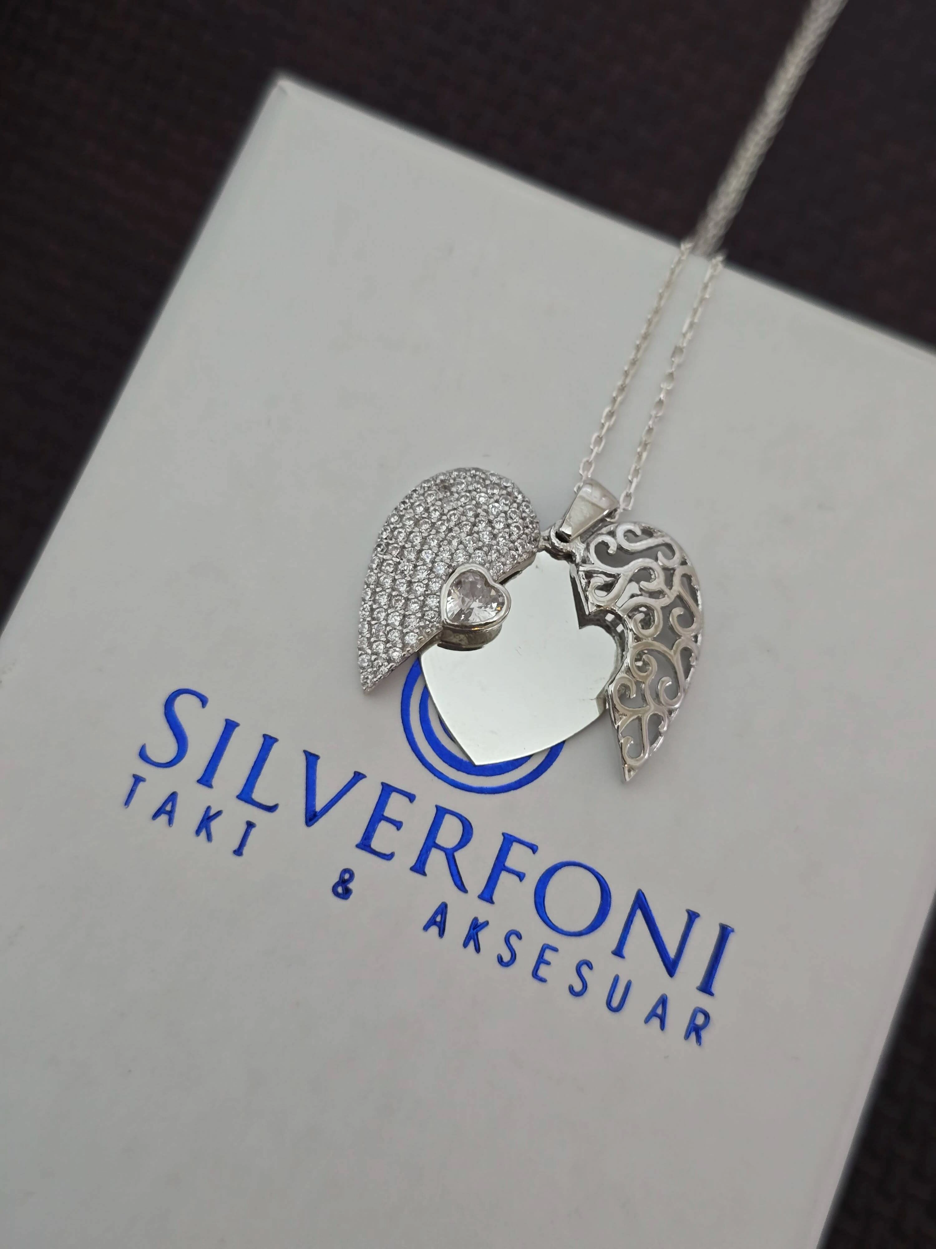 Silverfoni 925 Ayar Gümüş Bayan  Kalbimdeki Sır Kolye