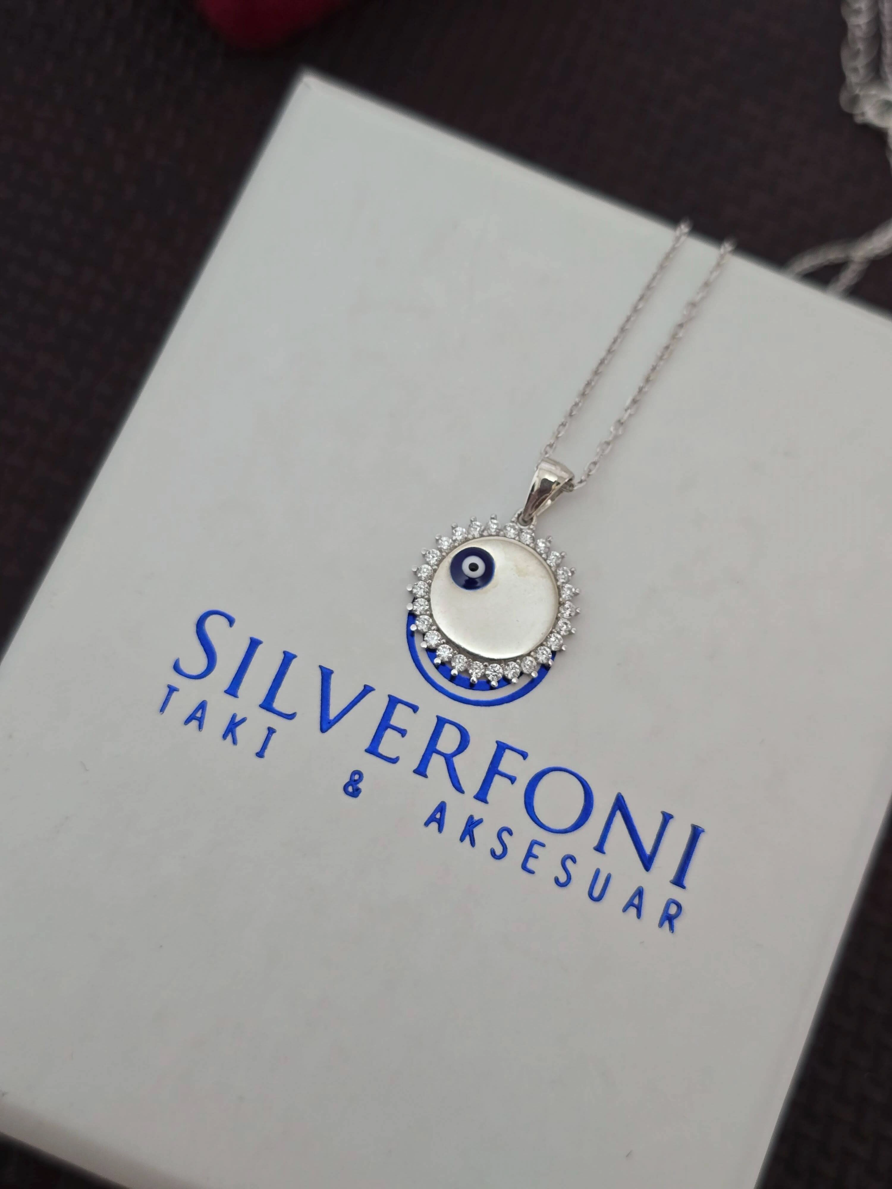 Silverfoni 925 Ayar Gümüş Bayan  nazar Kolye