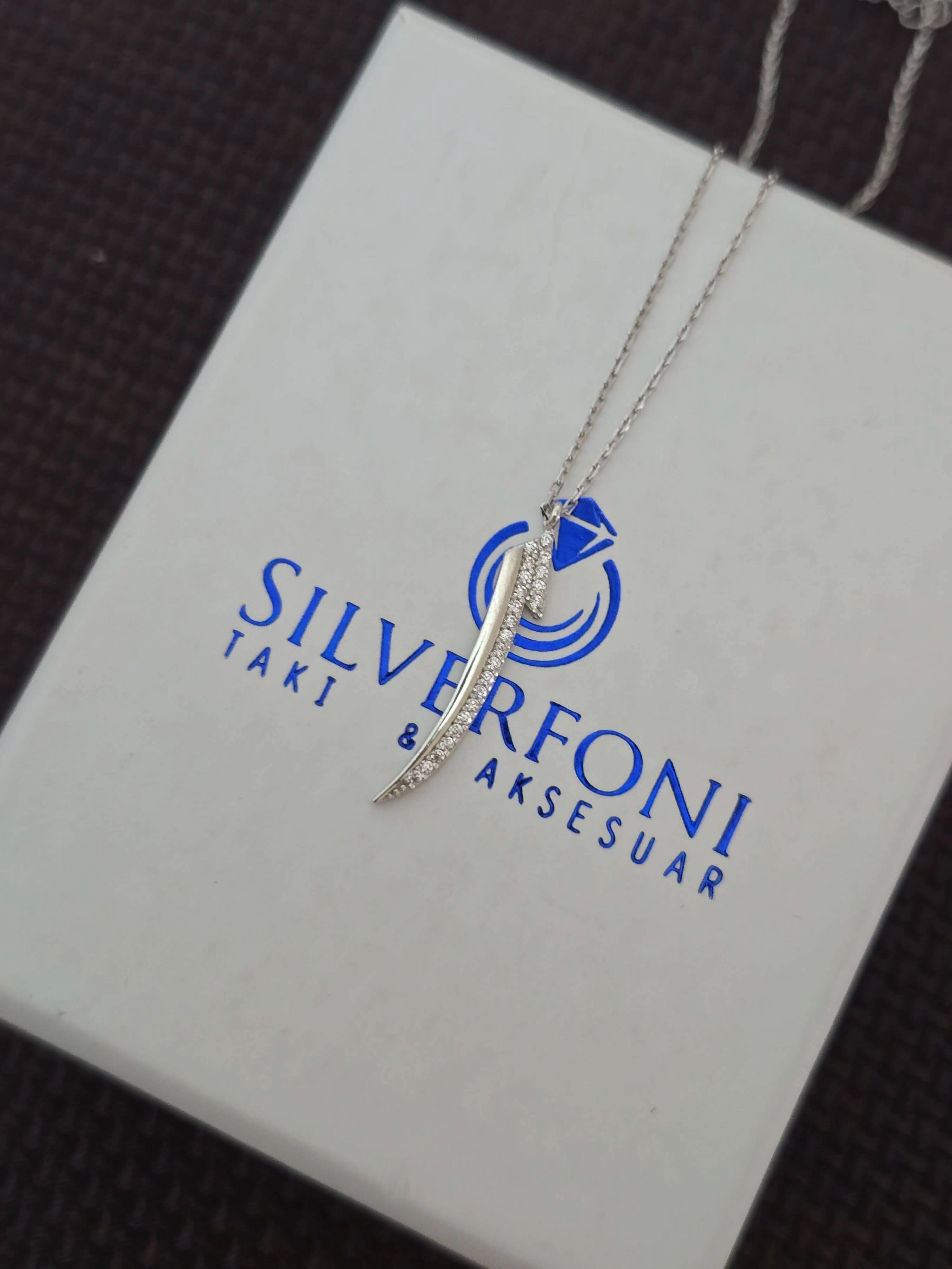 Silverfoni 925 Ayar Gümüş Bayan elif  Kolye