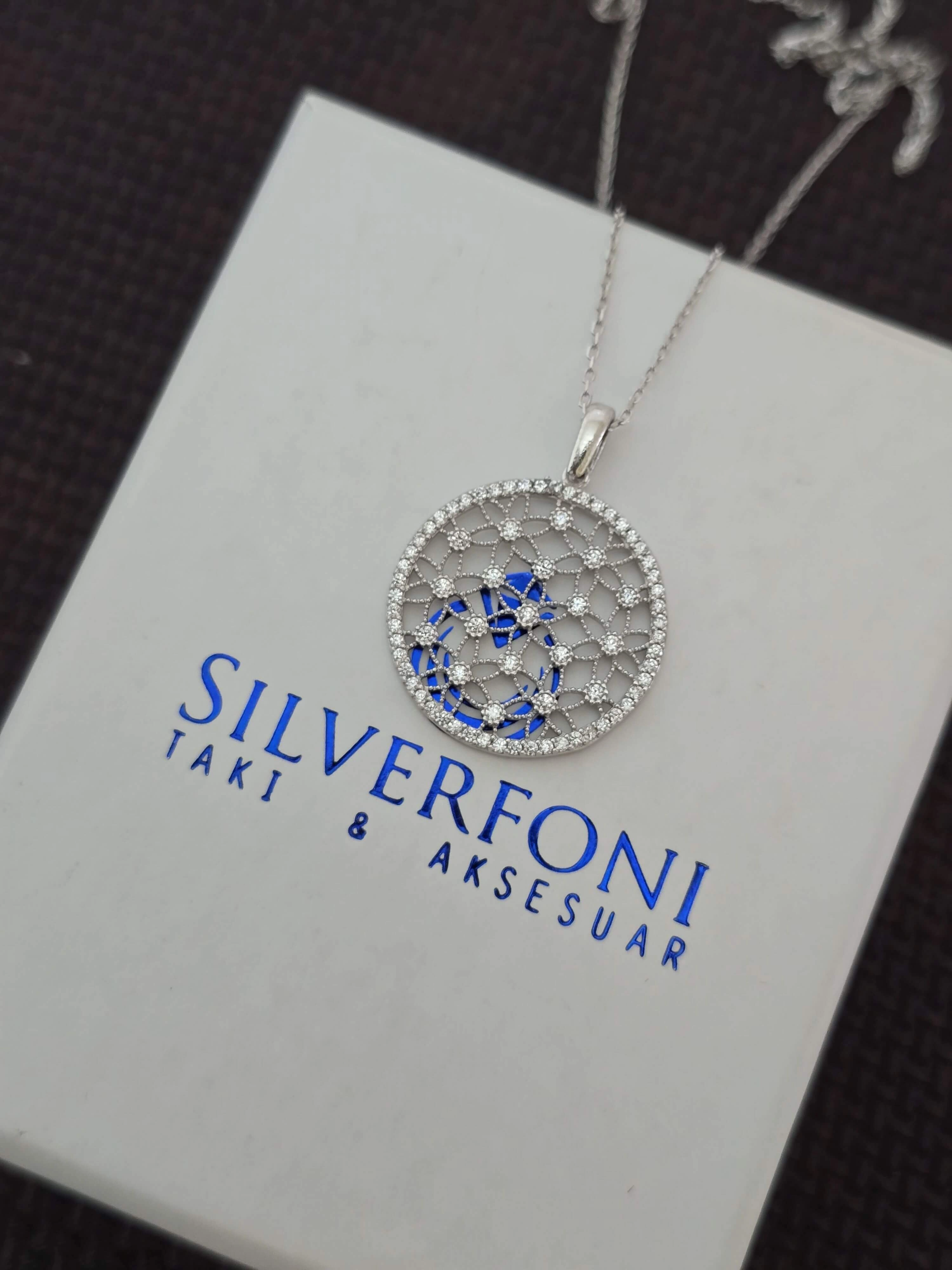 Silverfoni 925 Ayar Gümüş Bayan yaşam çiçeği  Kolye
