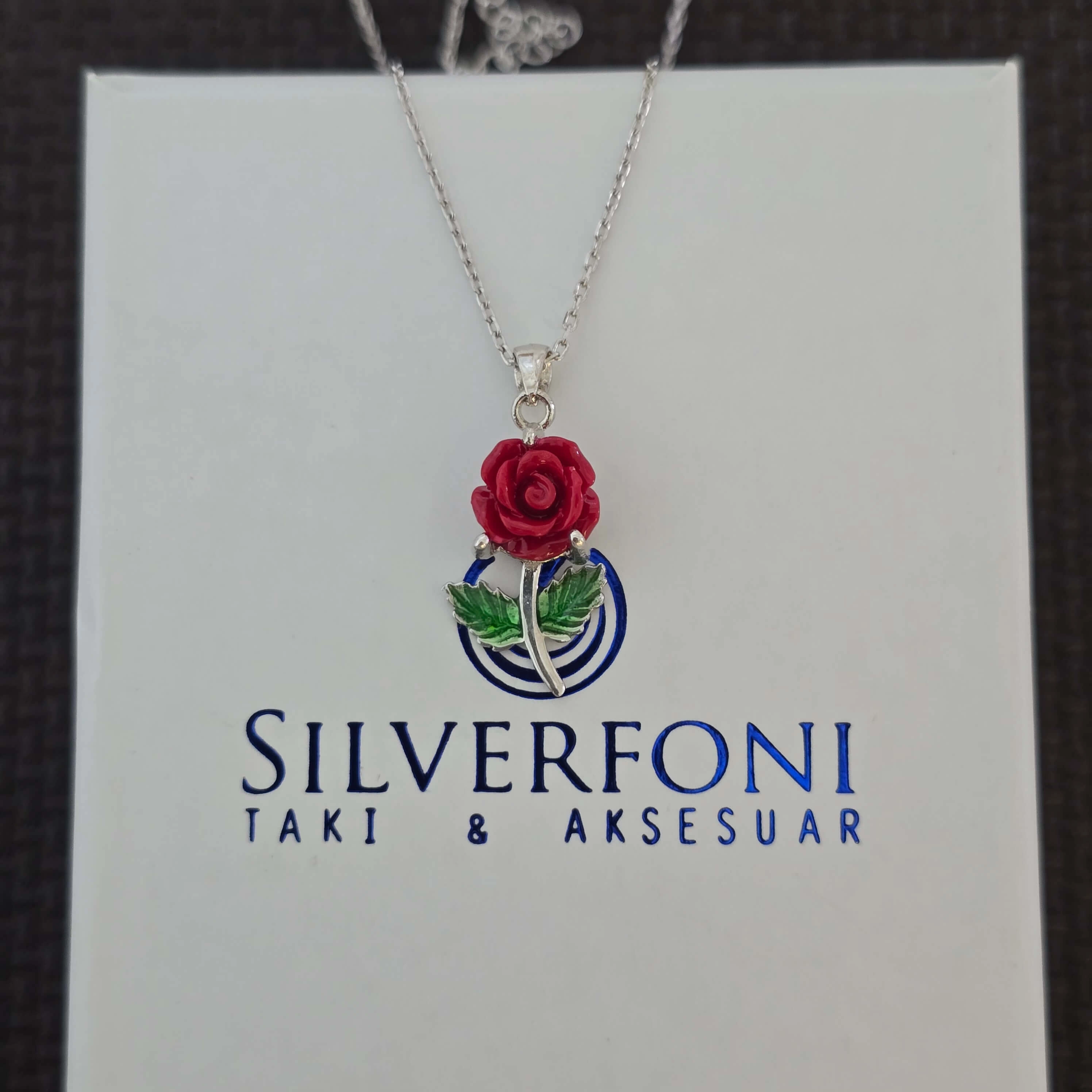Silverfoni 925 Ayar Gümüş Bayan Gül Kolye