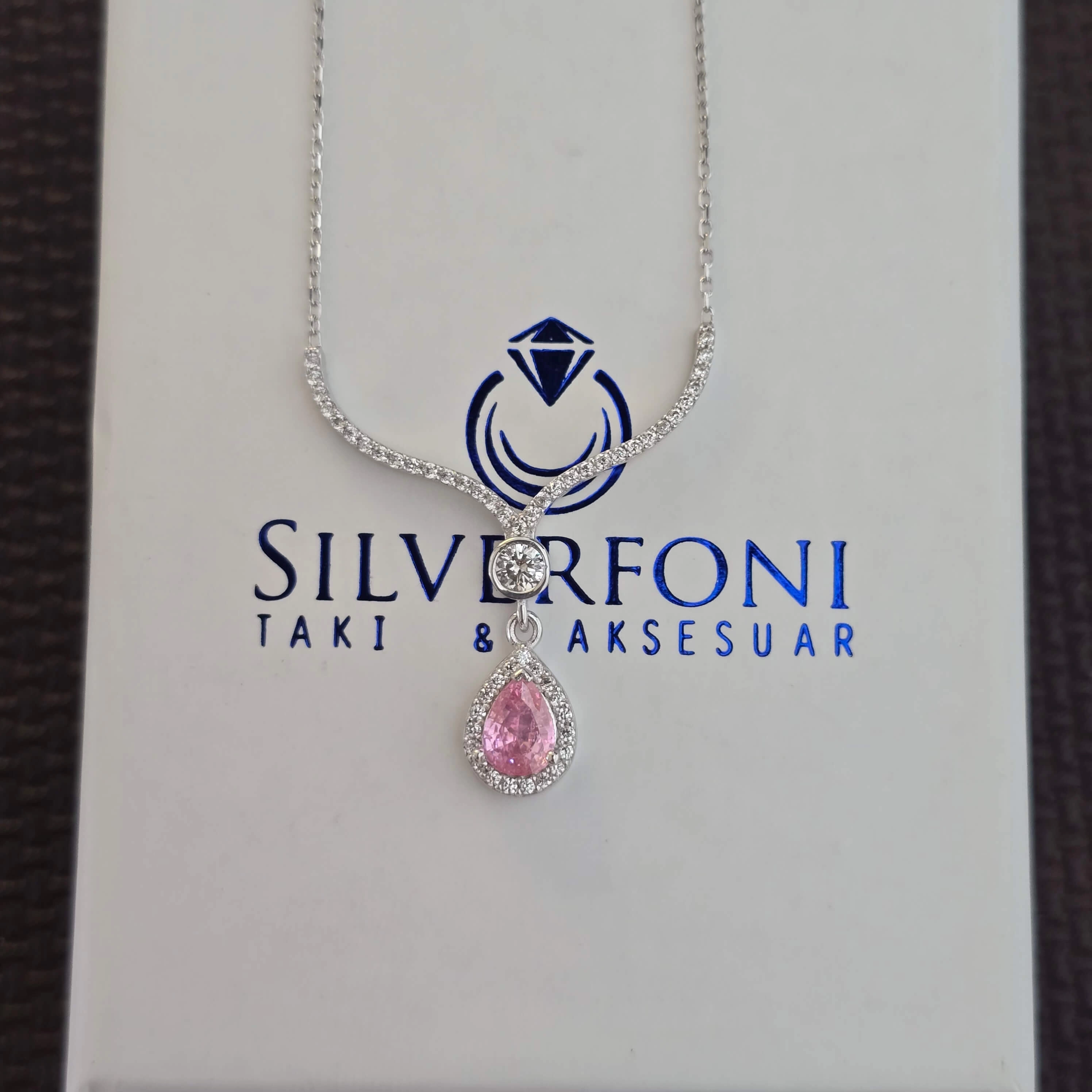Silverfoni 925 Ayar Gümüş Bayan Damla Kolye