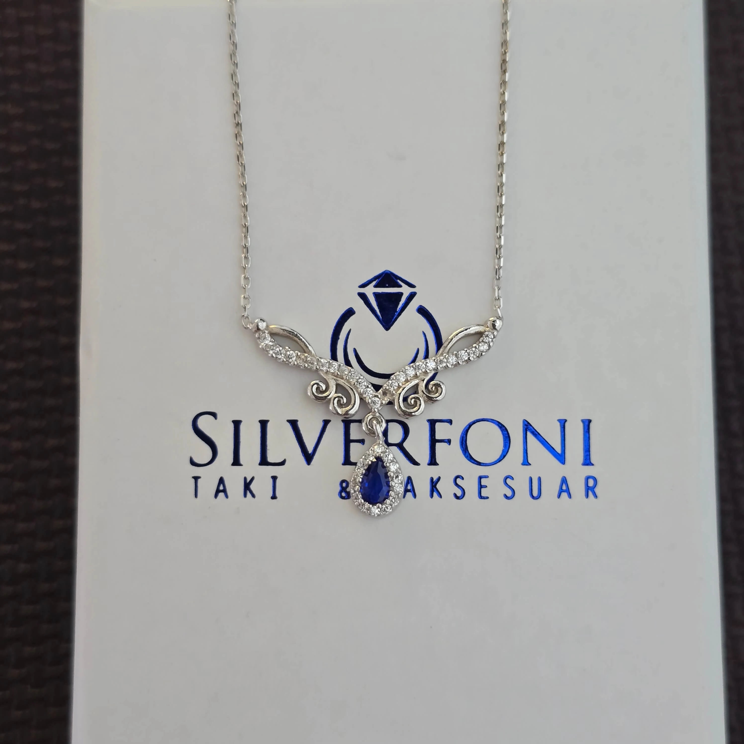 Silverfoni 925 Ayar Gümüş Bayan Damla Kolye