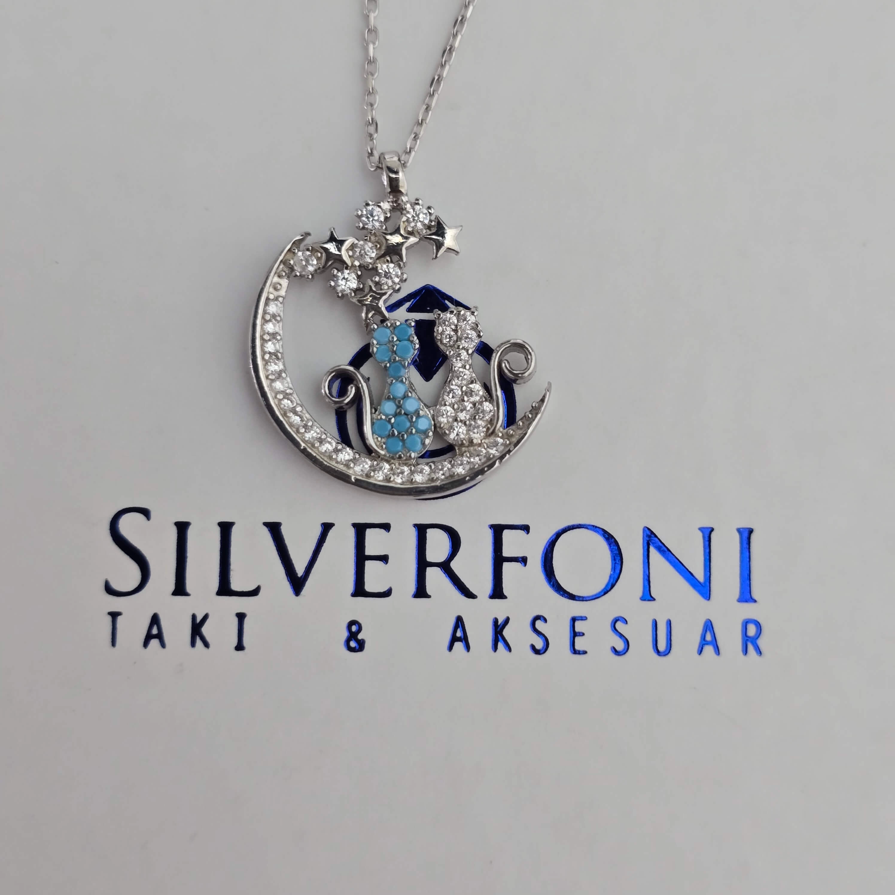 Silverfoni 925 Ayar Gümüş Bayan Kedi Kolye