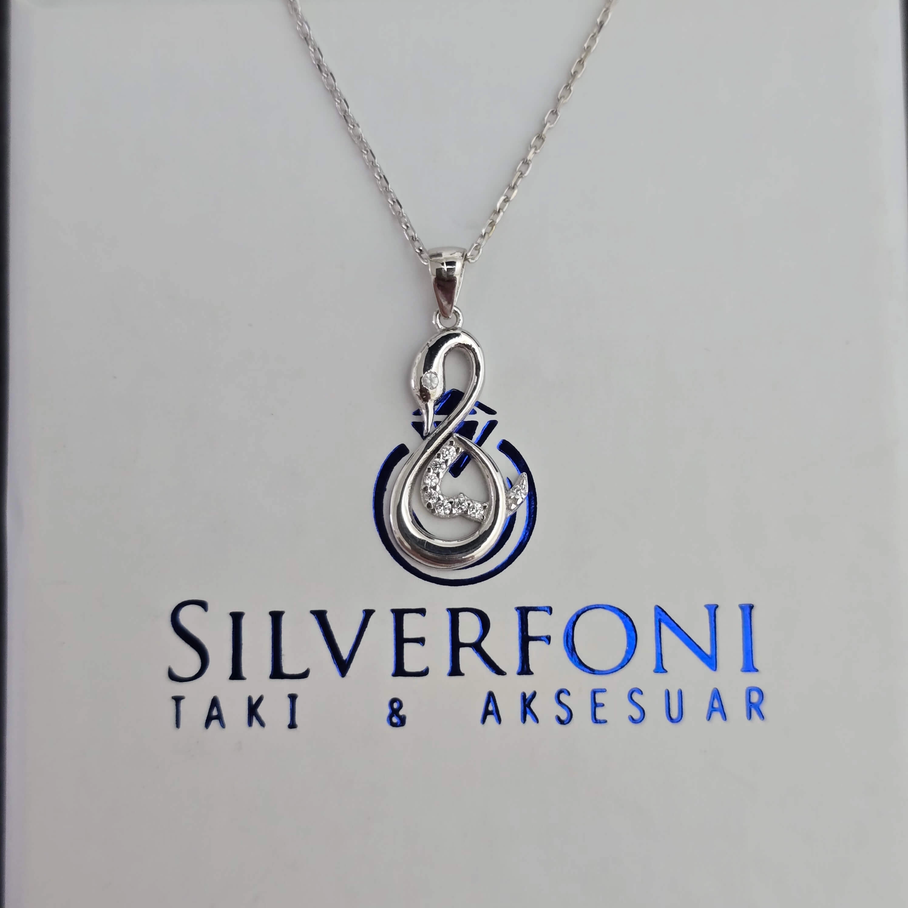Silverfoni 925 Ayar Gümüş Bayan Kuğu Kolye