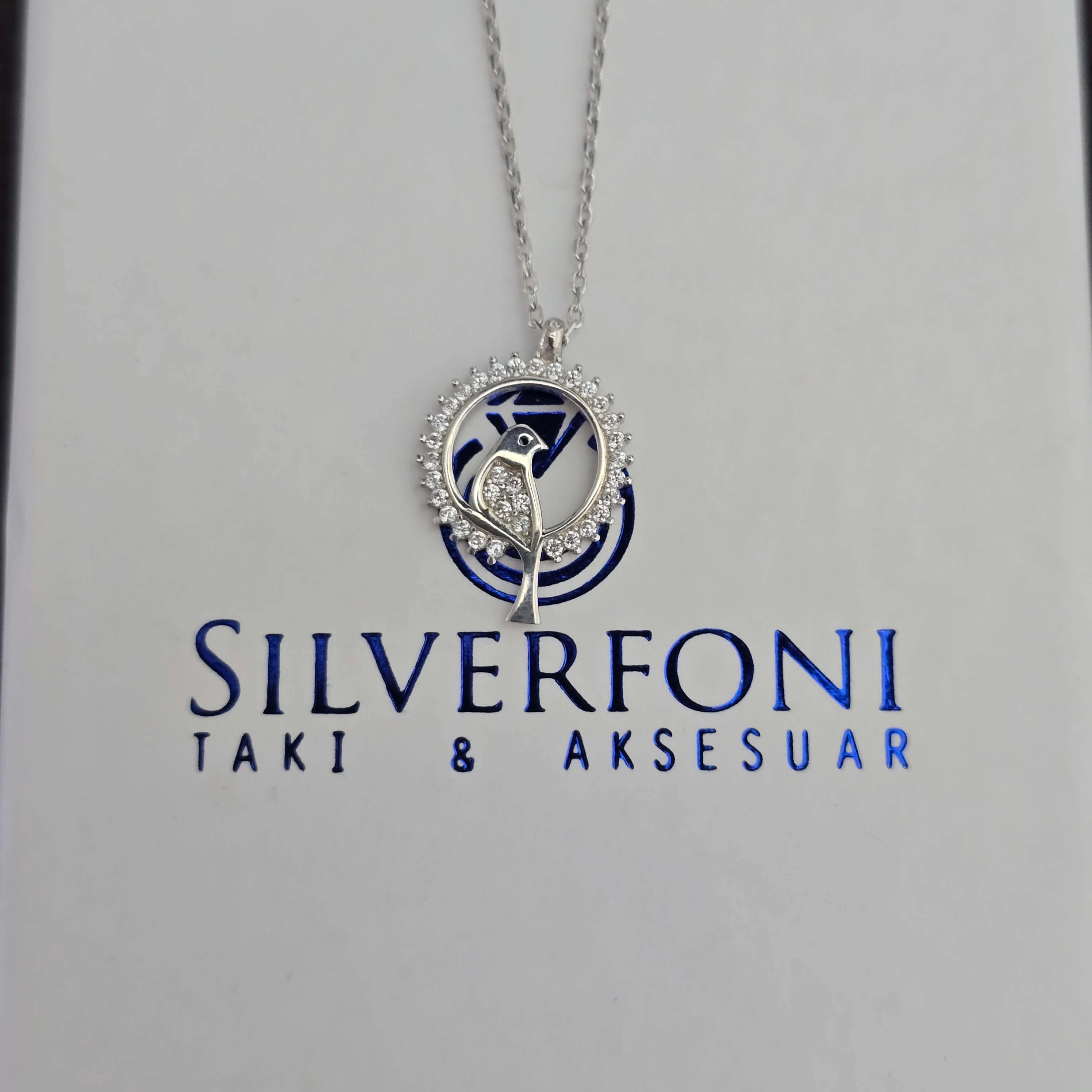 Silverfoni 925 Ayar Gümüş Bayan Kuş Kolye