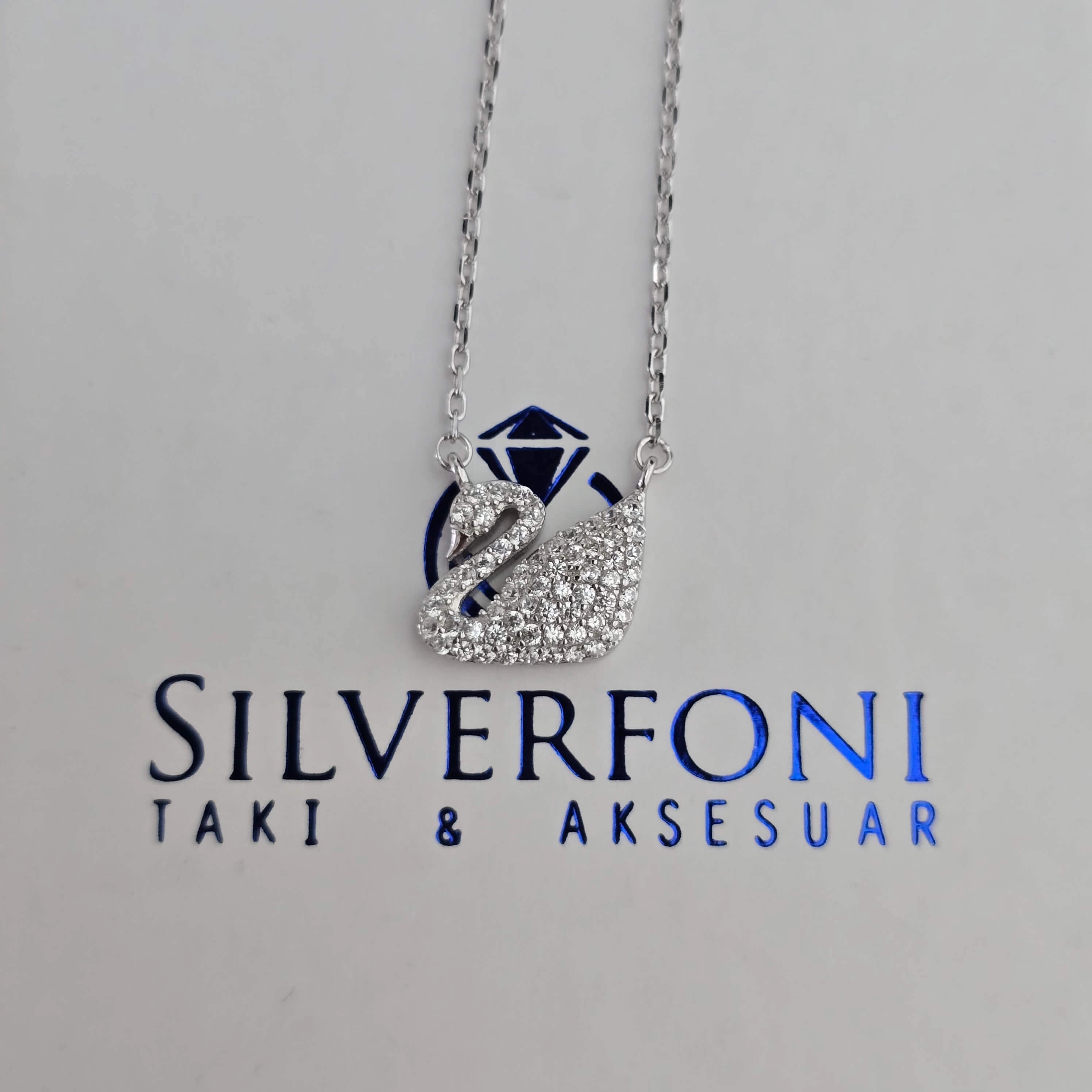 Silverfoni 925 Ayar Gümüş Bayan Kuğu Kolye
