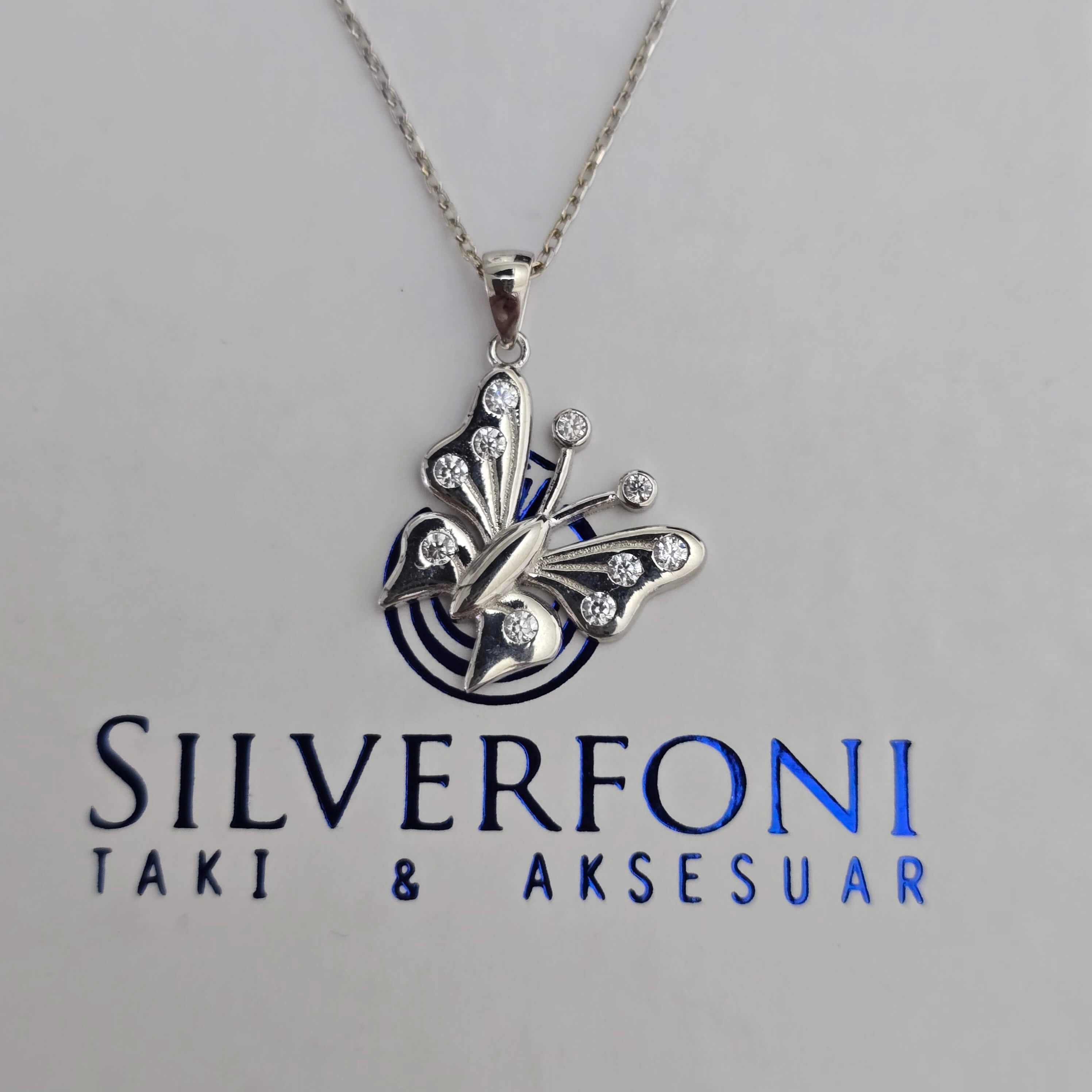 Silverfoni 925 Ayar Gümüş Bayan Kelebek Kolye