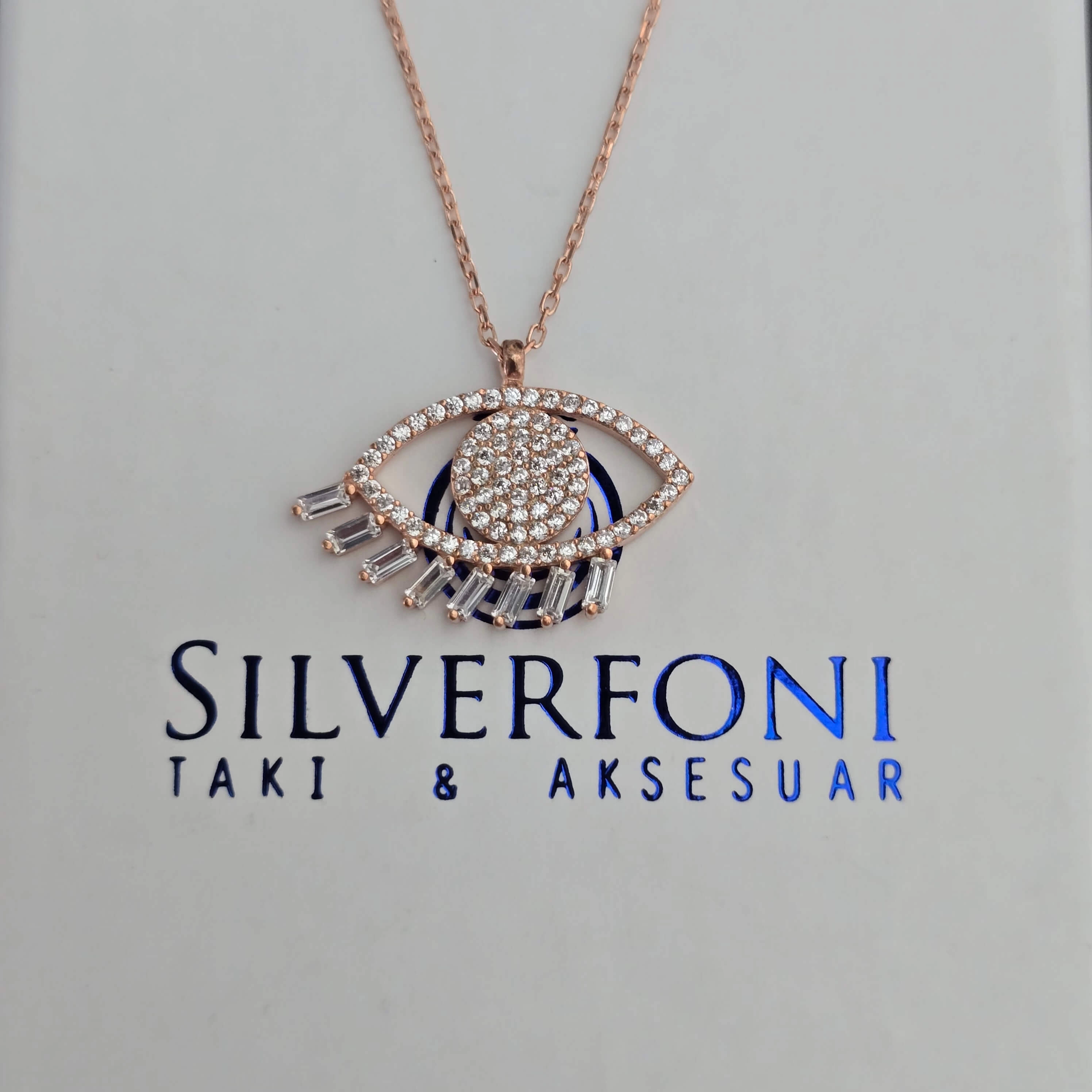 Silverfoni 925 Ayar Gümüş Bayan Göz Kolye