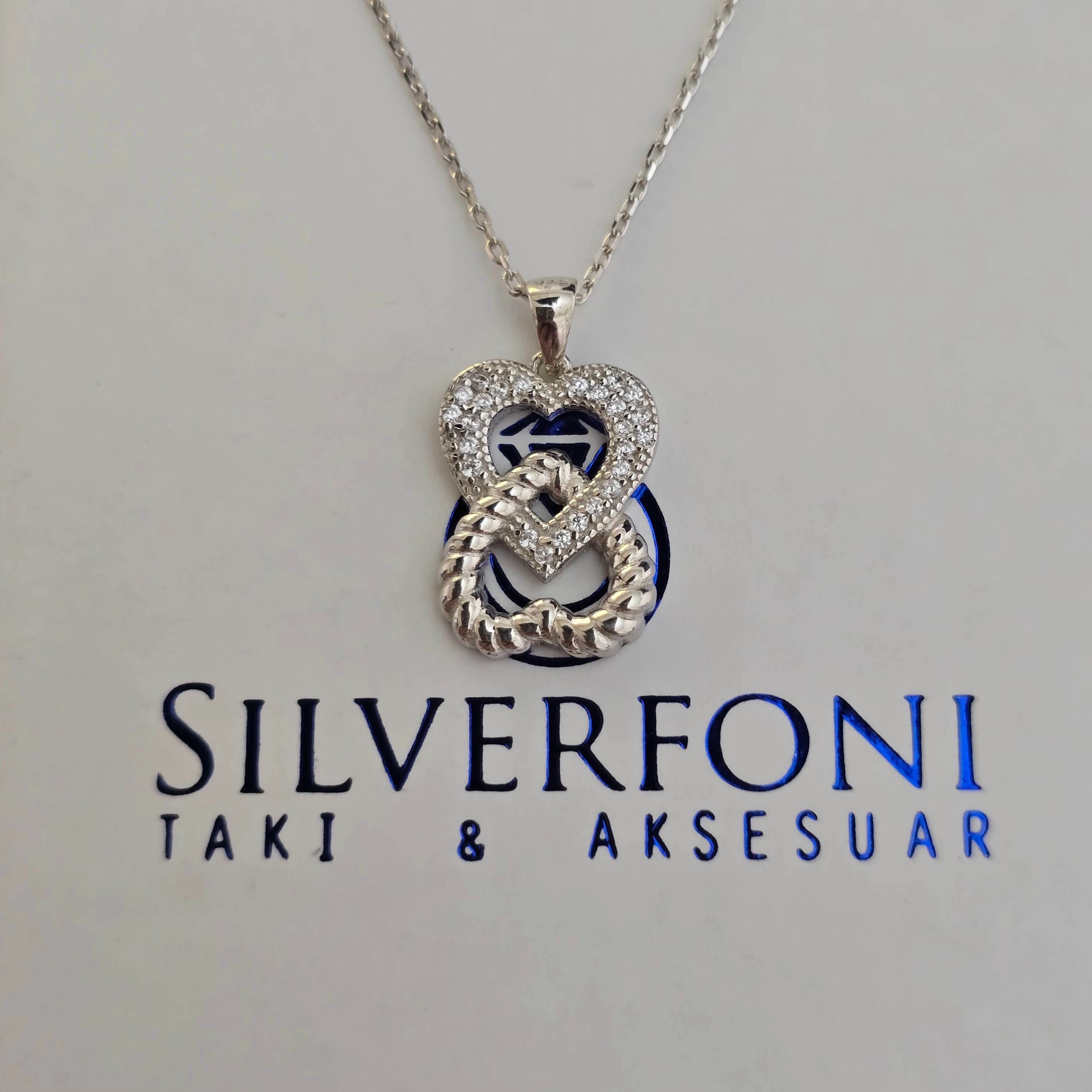 Silverfoni 925 Ayar Gümüş Bayan sonsuz kalp Kolye